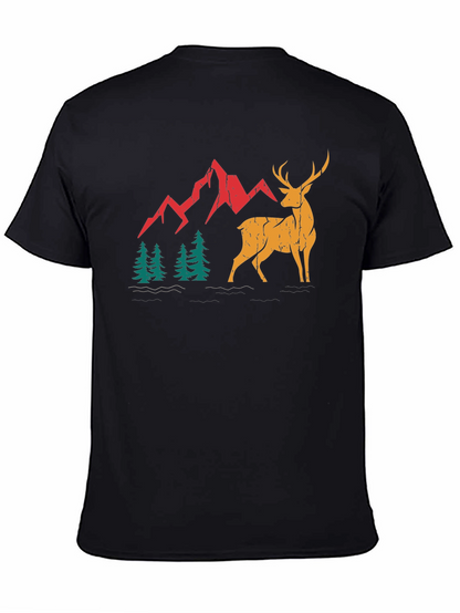 Mountain Deer Graphic Tee - Black