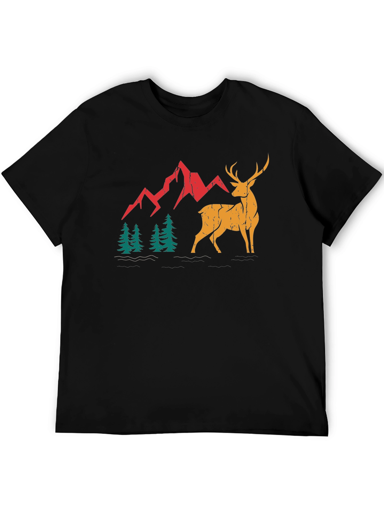 Mountain Deer Graphic Tee - Black