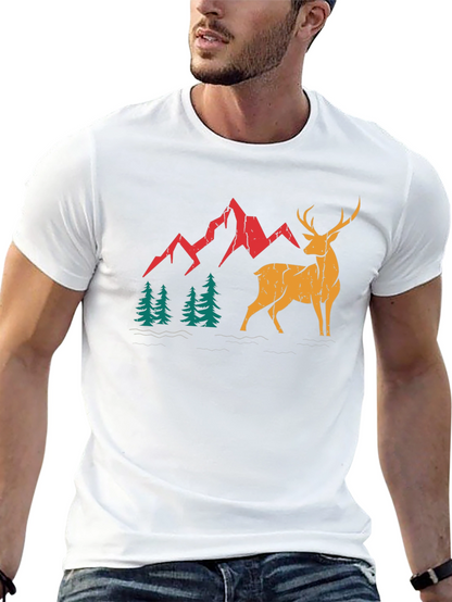 Mountain Deer Graphic Tee - Black