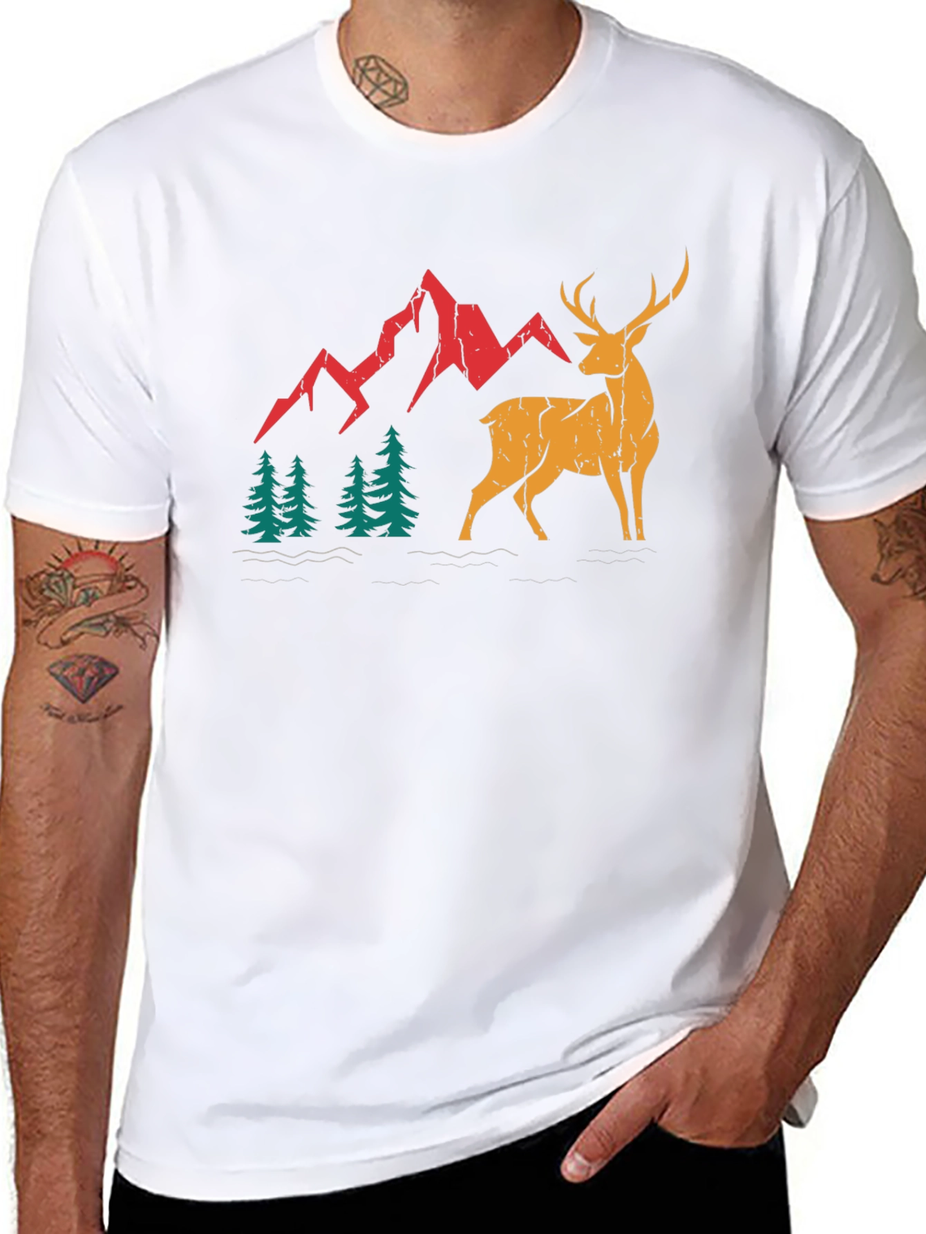 Mountain Deer Graphic Tee - Black