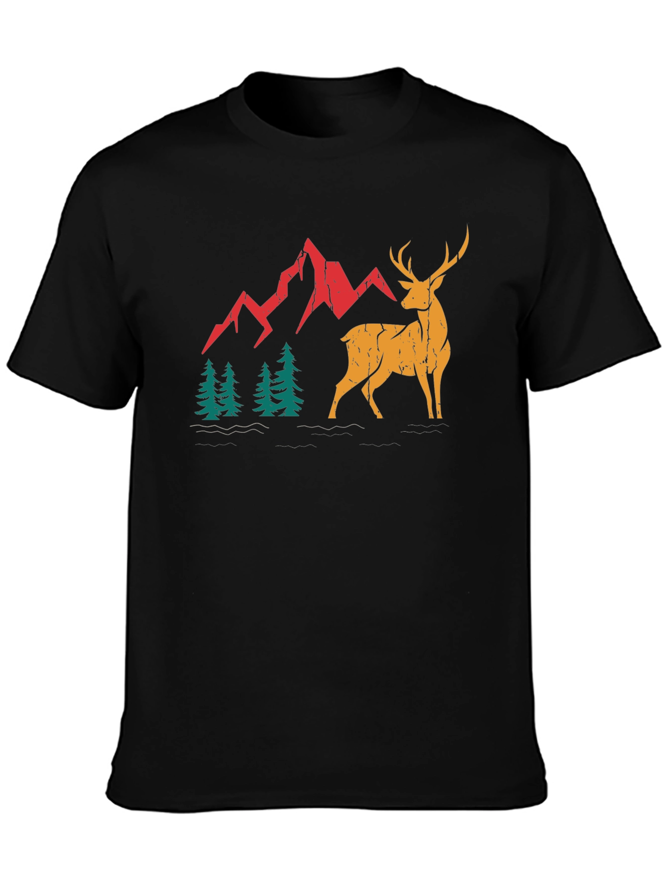 Mountain Deer Graphic Tee - Black