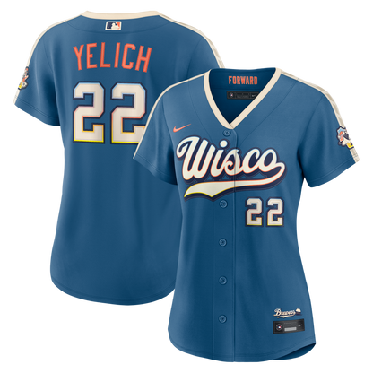 Christian Yelich Milwaukee Brewers Nike Women's 2026 City Connect Stadium Jersey - Mineral Blue