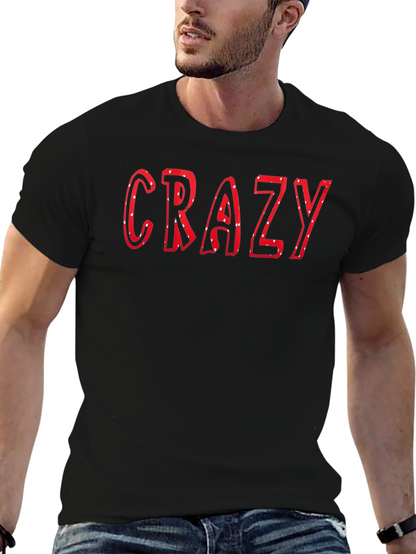 Crazy Graphic Print Black T-Shirt for Men