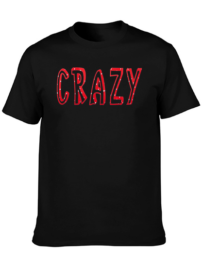 Crazy Graphic Print Black T-Shirt for Men