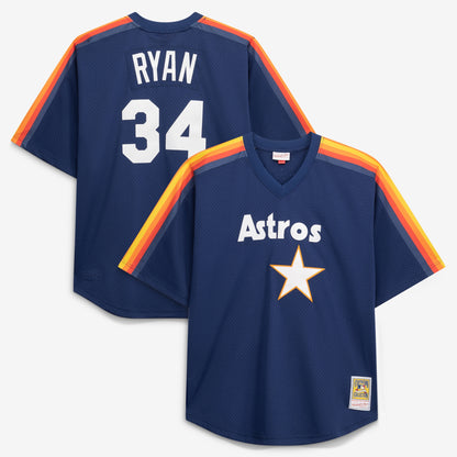 Nolan Ryan Houston Astros Mitchell &amp;amp; Ness Cooperstown Collection Big &amp;amp; Tall Mesh Batting Practice Jersey - Navy
