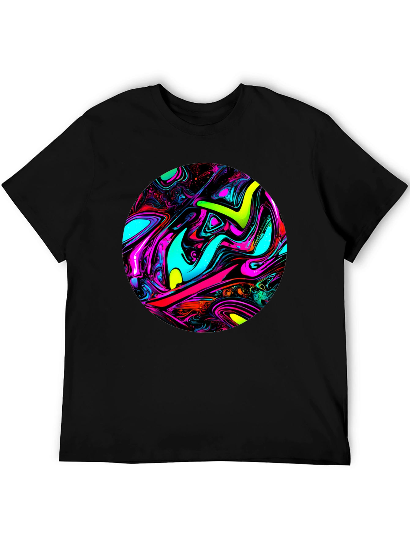 Psychedelic Swirl Graphic Black T-Shirt