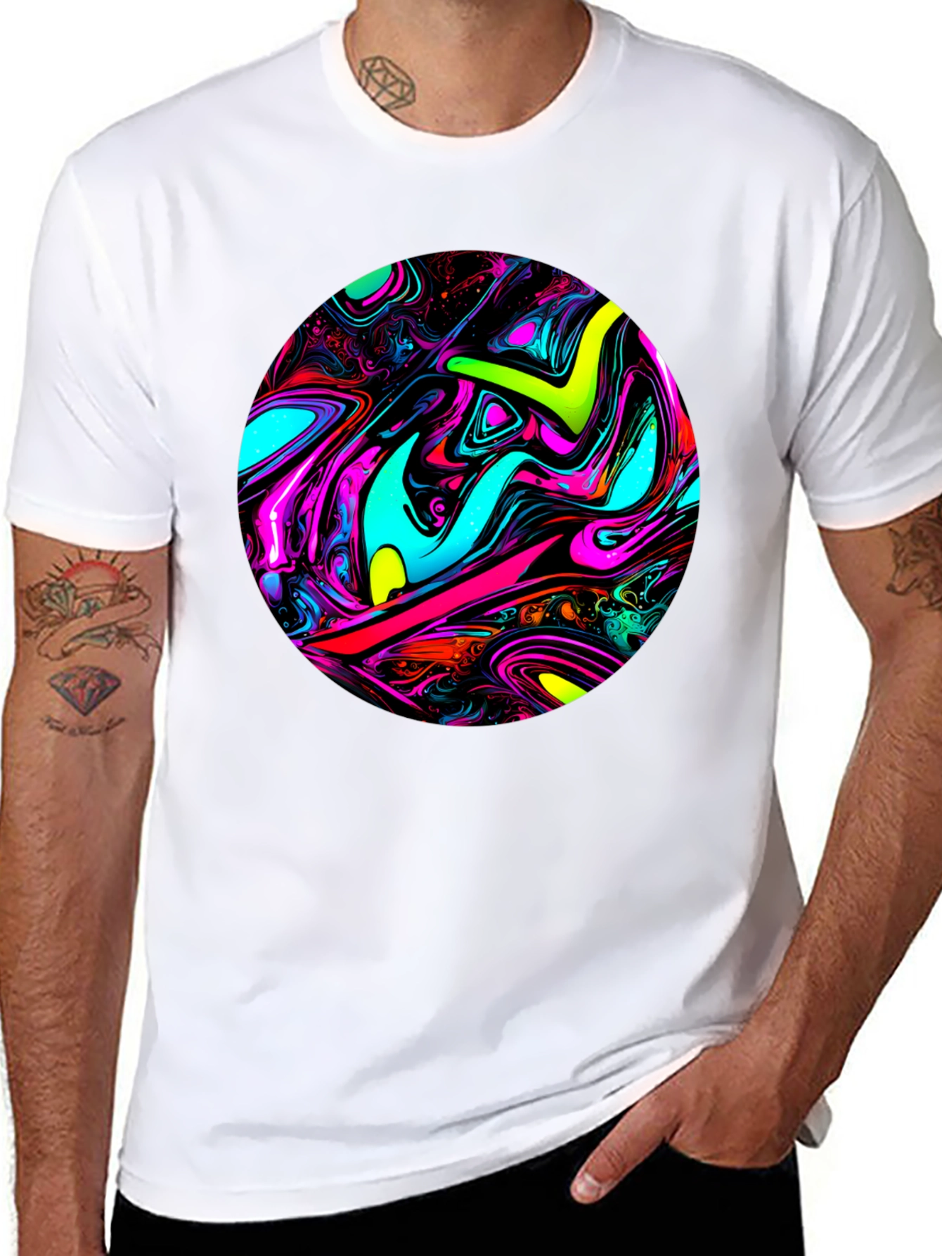 Psychedelic Swirl Graphic Black T-Shirt