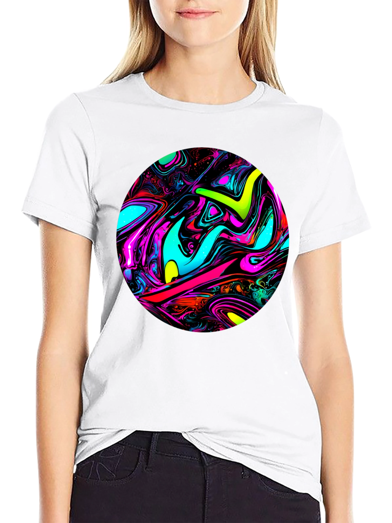 Psychedelic Swirl Graphic Black T-Shirt