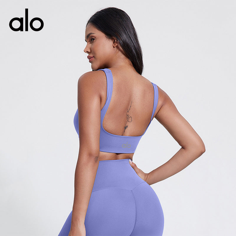 Aloyoga Over-the-Shoulder Running and Yoga Bra for Pilates Training and Fitness Exercises - Back Covering Garment