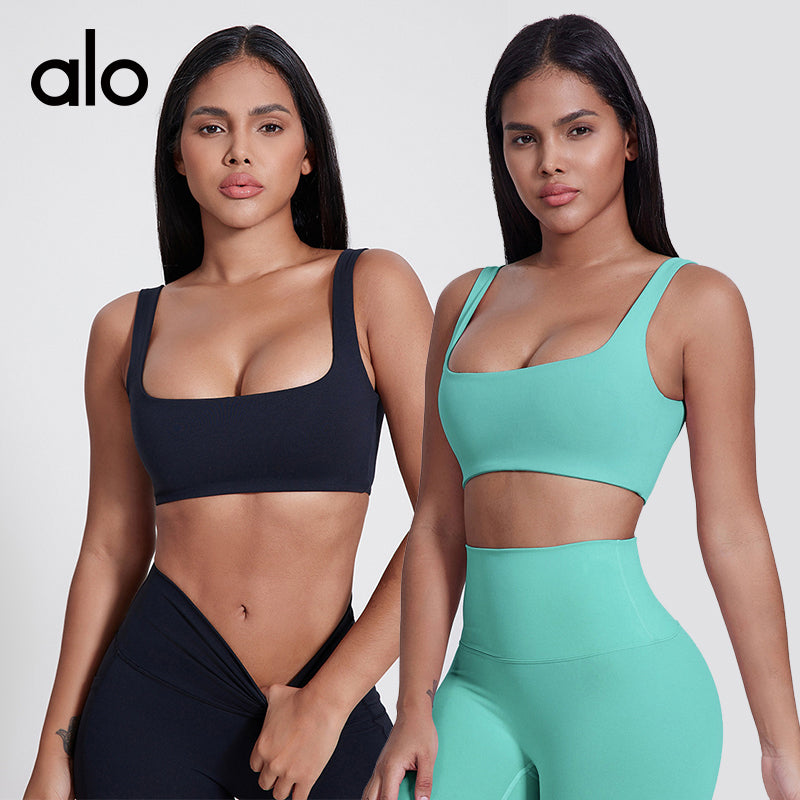 Aloyoga Over-the-Shoulder Running and Yoga Bra for Pilates Training and Fitness Exercises - Back Covering Garment