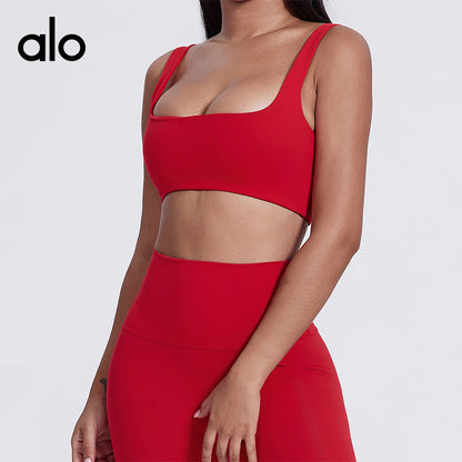 Aloyoga Over-the-Shoulder Running and Yoga Bra for Pilates Training and Fitness Exercises - Back Covering Garment