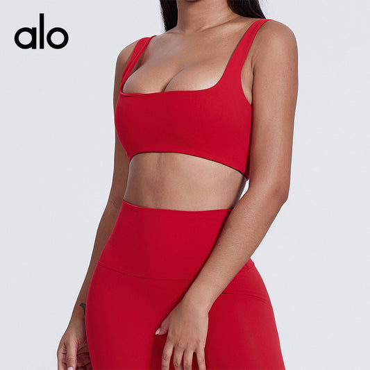 Aloyoga Over-the-Shoulder Running and Yoga Bra for Pilates Training and Fitness Exercises - Back Covering Garment