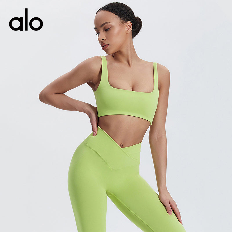 Aloyoga Over-the-Shoulder Running and Yoga Bra for Pilates Training and Fitness Exercises - Back Covering Garment