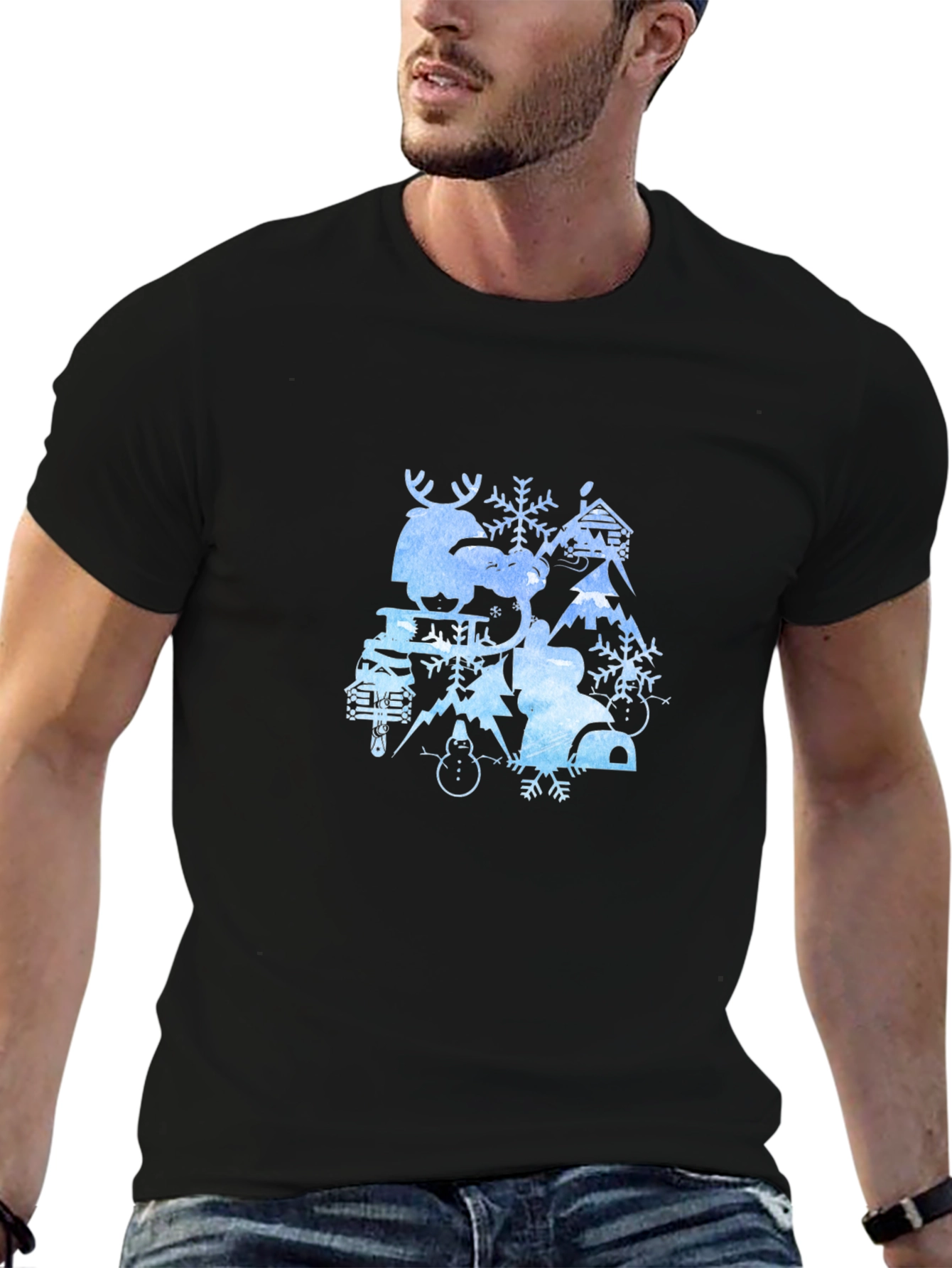 Winter Wonderland Graphic Tee - Black Cotton