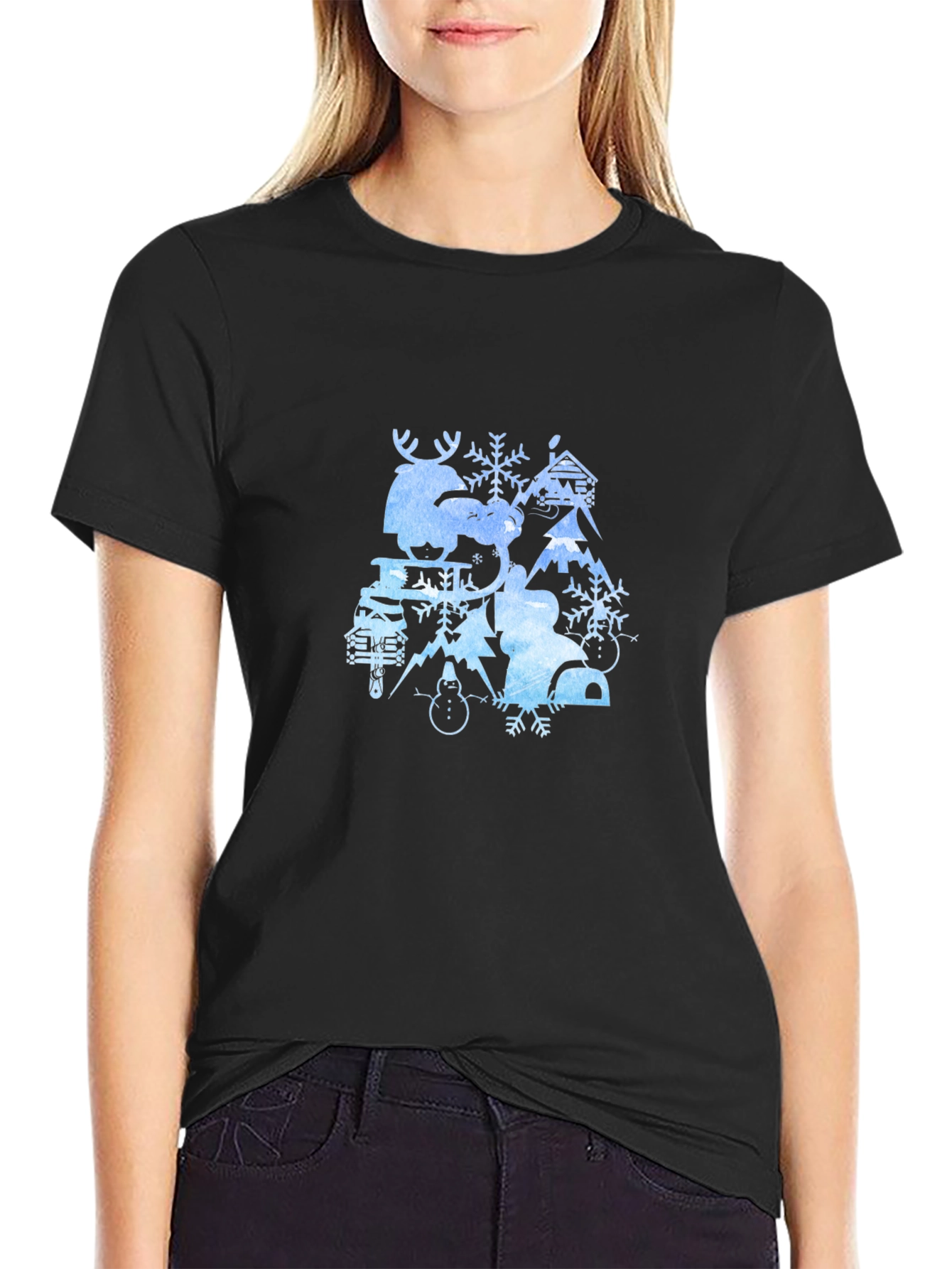 Winter Wonderland Graphic Tee - Black Cotton
