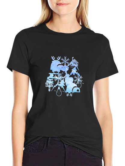 Winter Wonderland Graphic Tee - Black Cotton