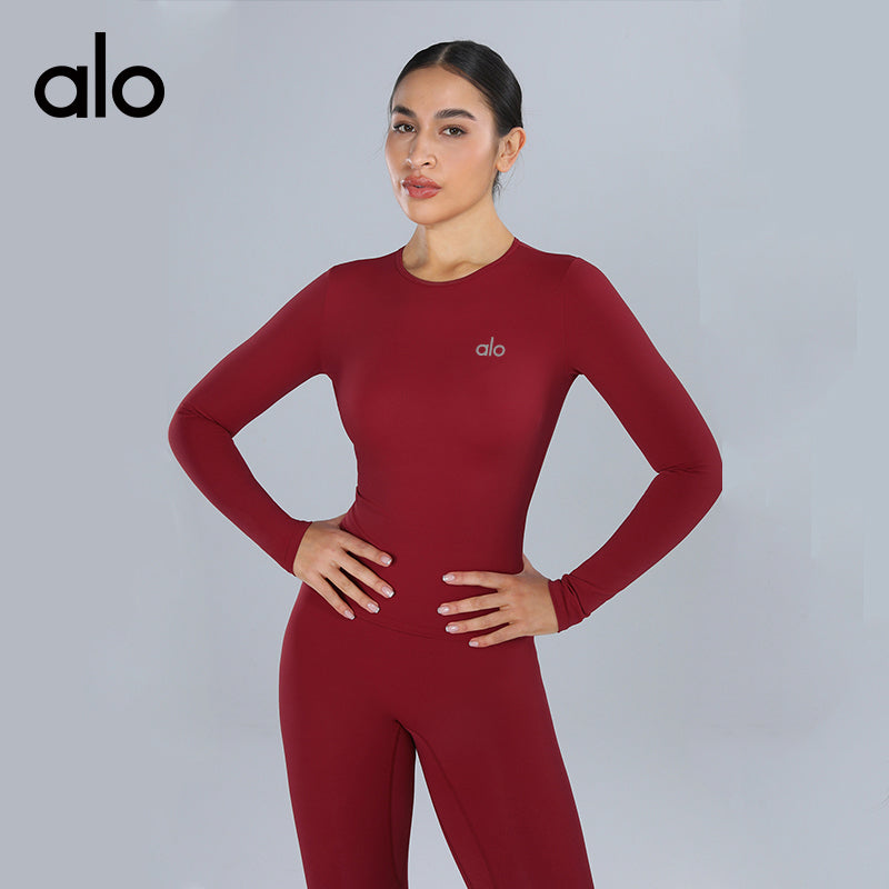 Alo Yoga Brushed Yoga Top, High Support Long Sleeve for Fitness, Pilates and Running
