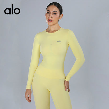 Alo Yoga Brushed Yoga Top, High Support Long Sleeve for Fitness, Pilates and Running