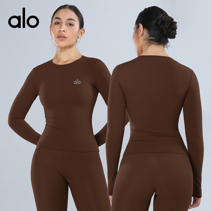 Alo Yoga Brushed Yoga Top, High Support Long Sleeve for Fitness, Pilates and Running