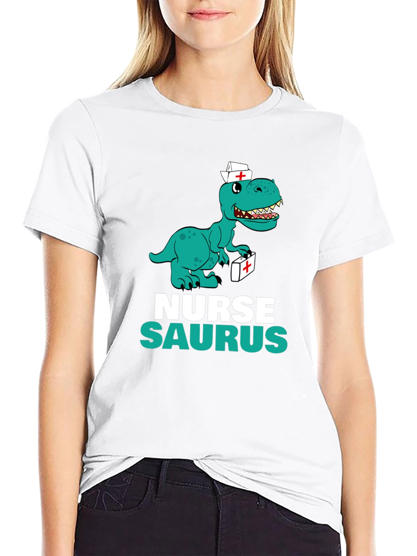 Nurse Saurus T-Shirt - Funny Dino Graphic Tee