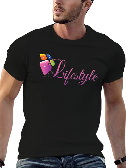 Lifestyle Graphic Tee - Black Cotton Casual Shirt