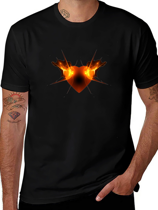 Fiery Heart Graphic Black Tee