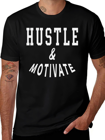 Hustle & Motivate Graphic Tee - Black Cotton