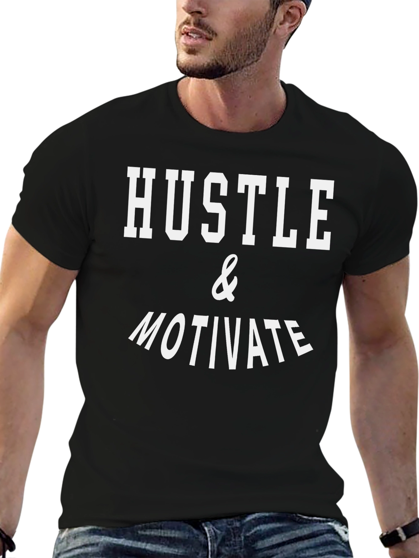 Hustle & Motivate Graphic Tee - Black Cotton
