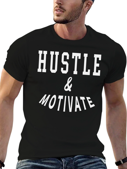 Hustle & Motivate Graphic Tee - Black Cotton