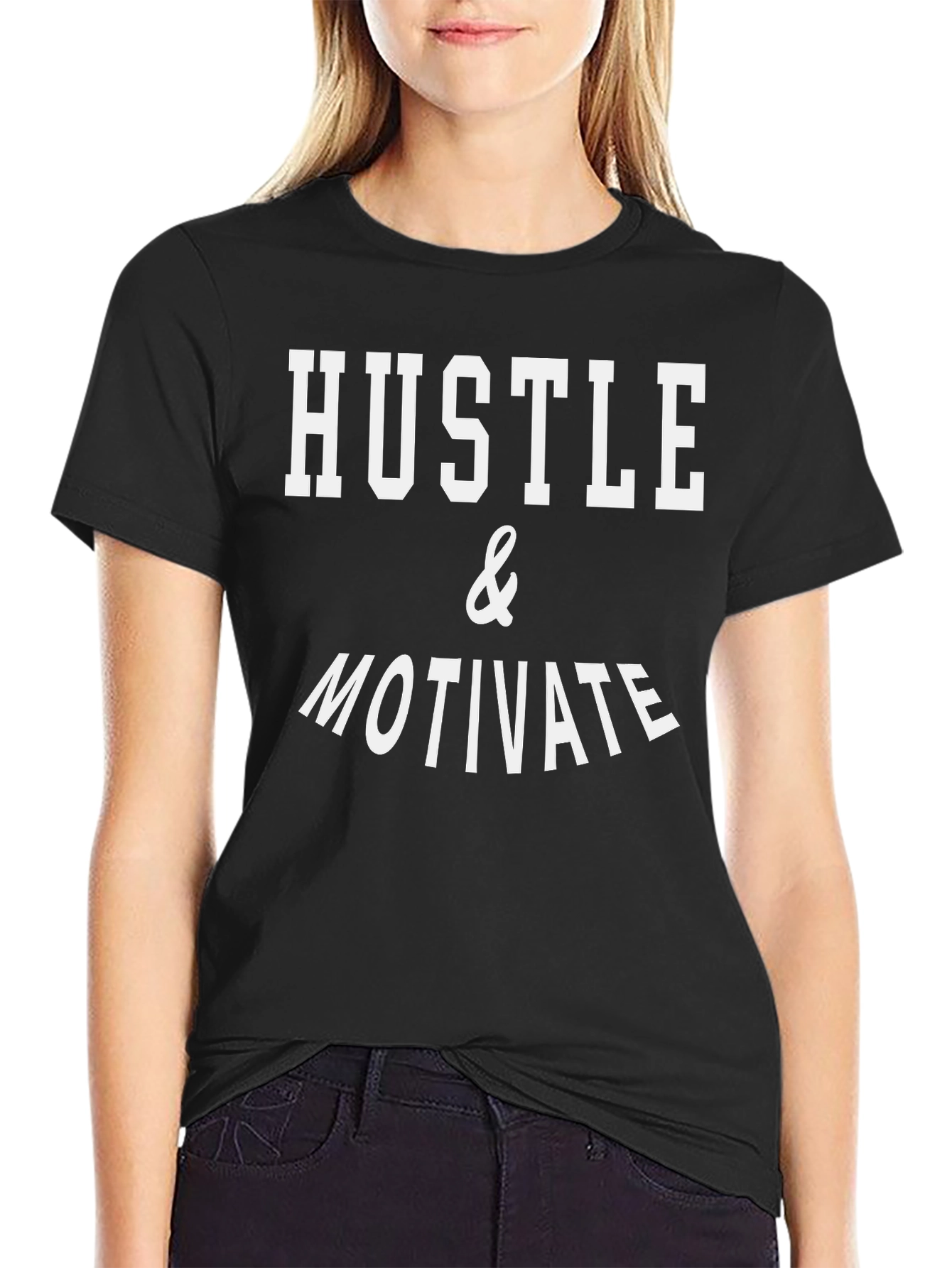 Hustle & Motivate Graphic Tee - Black Cotton