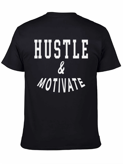 Hustle & Motivate Graphic Tee - Black Cotton