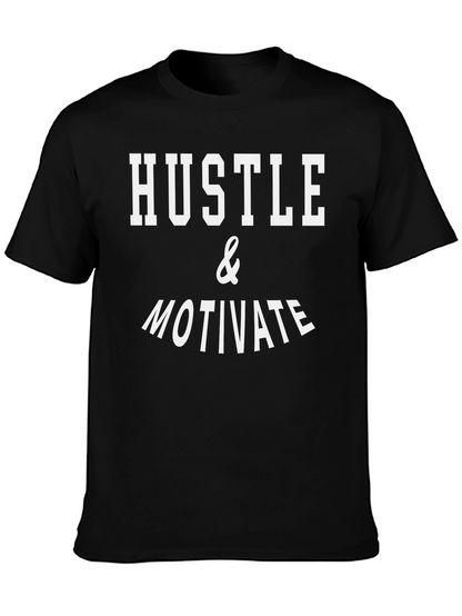 Hustle & Motivate Graphic Tee - Black Cotton