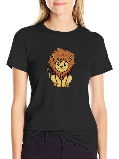 Cute Lion Graphic Tee - Unisex Black T-Shirt