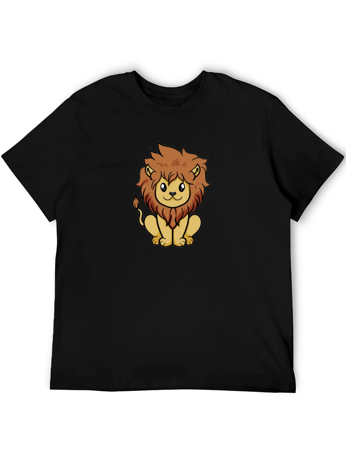 Cute Lion Graphic Tee - Unisex Black T-Shirt