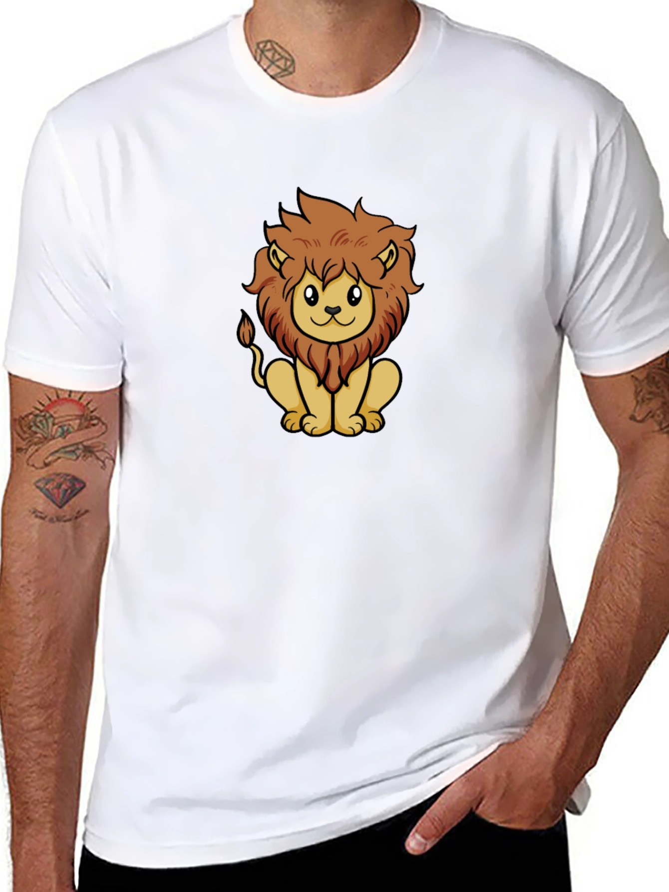 Cute Lion Graphic Tee - Unisex Black T-Shirt