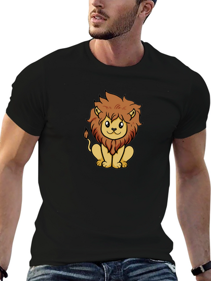 Cute Lion Graphic Tee - Unisex Black T-Shirt