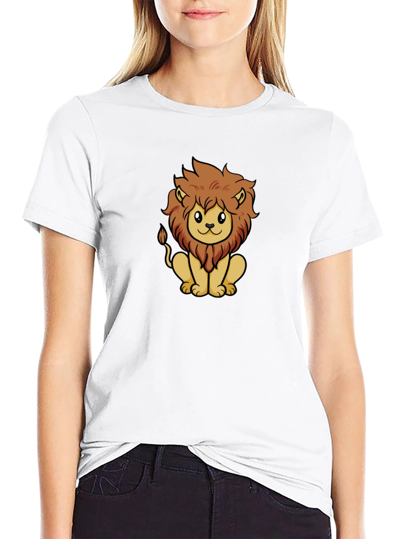 Cute Lion Graphic Tee - Unisex Black T-Shirt