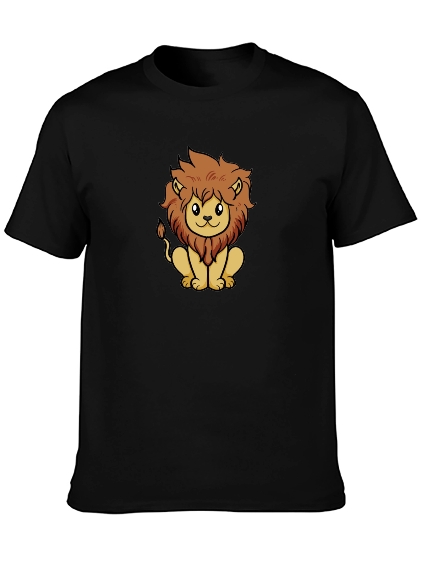 Cute Lion Graphic Tee - Unisex Black T-Shirt