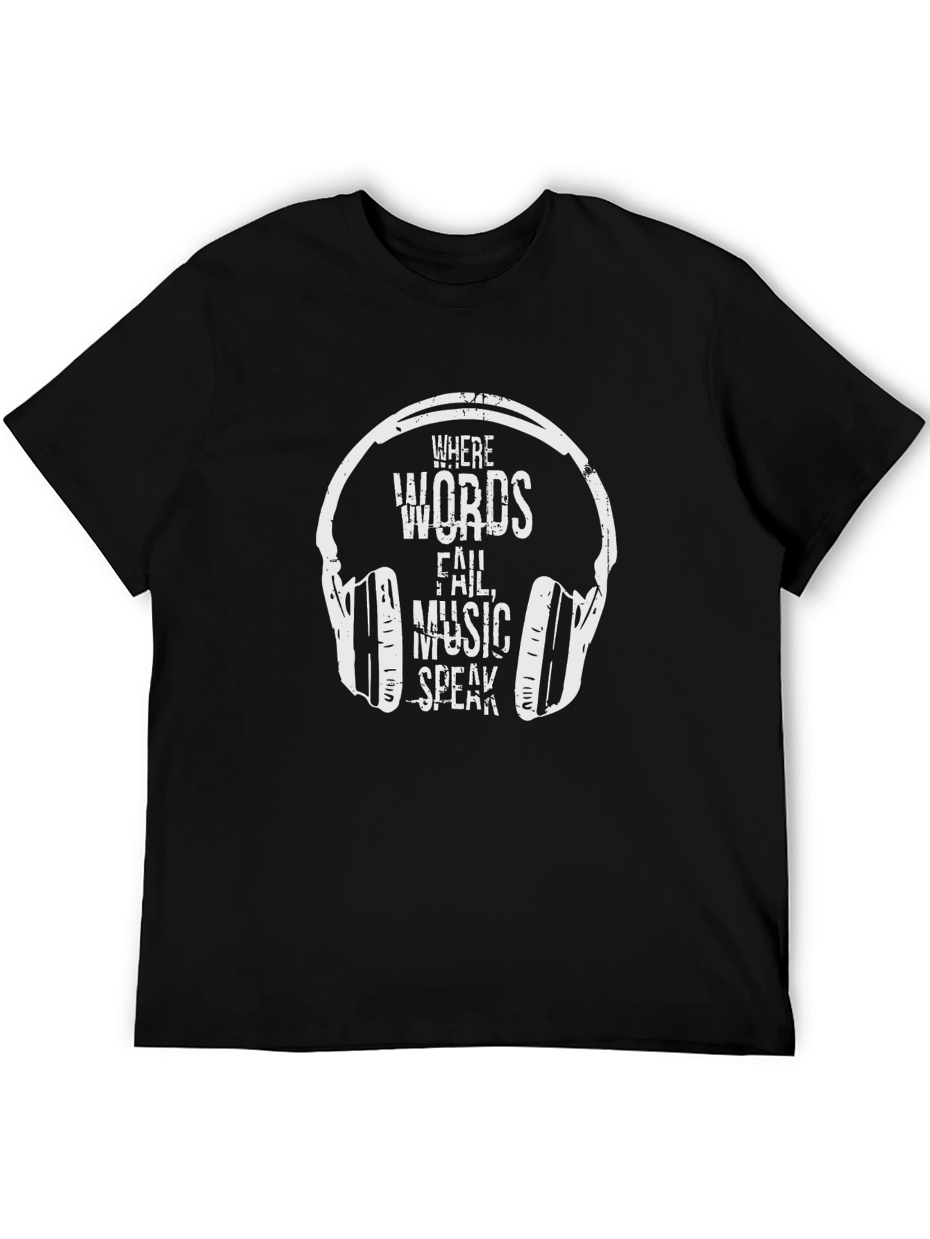 Music Speaks Graphic Tee - Black Cotton T-Shirt