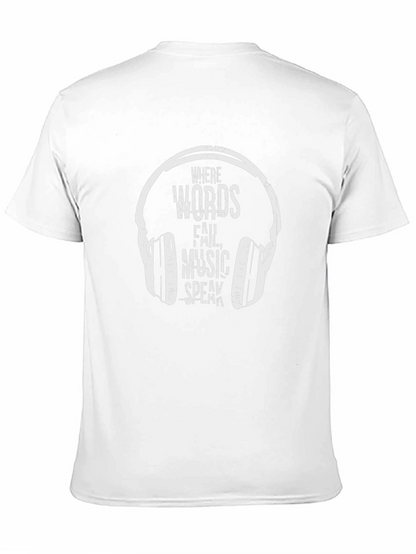 Music Speaks Graphic Tee - Black Cotton T-Shirt