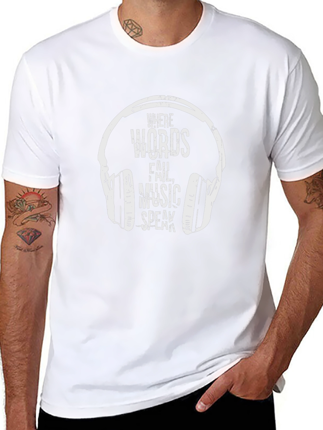 Music Speaks Graphic Tee - Black Cotton T-Shirt