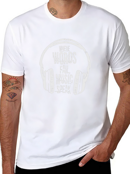 Music Speaks Graphic Tee - Black Cotton T-Shirt