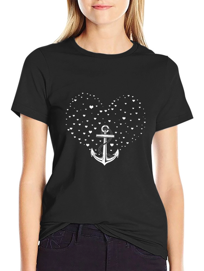 Anchor Heart Graphic Tee - Black