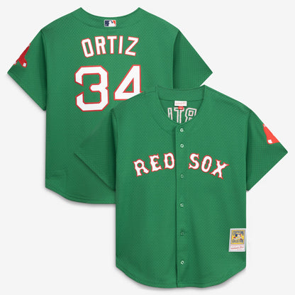 David Ortiz Boston Red Sox Mitchell &amp;amp; Ness Cooperstown Collection Mesh Batting Practice Jersey - Kelly Green