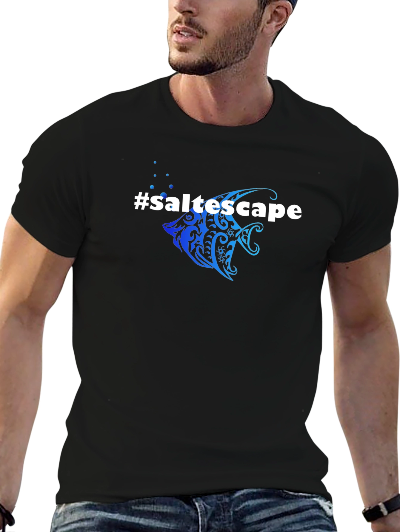Saltescape Fish Graphic Black T-Shirt