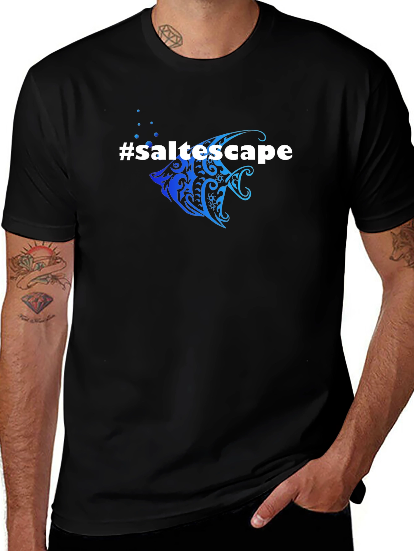 Saltescape Fish Graphic Black T-Shirt