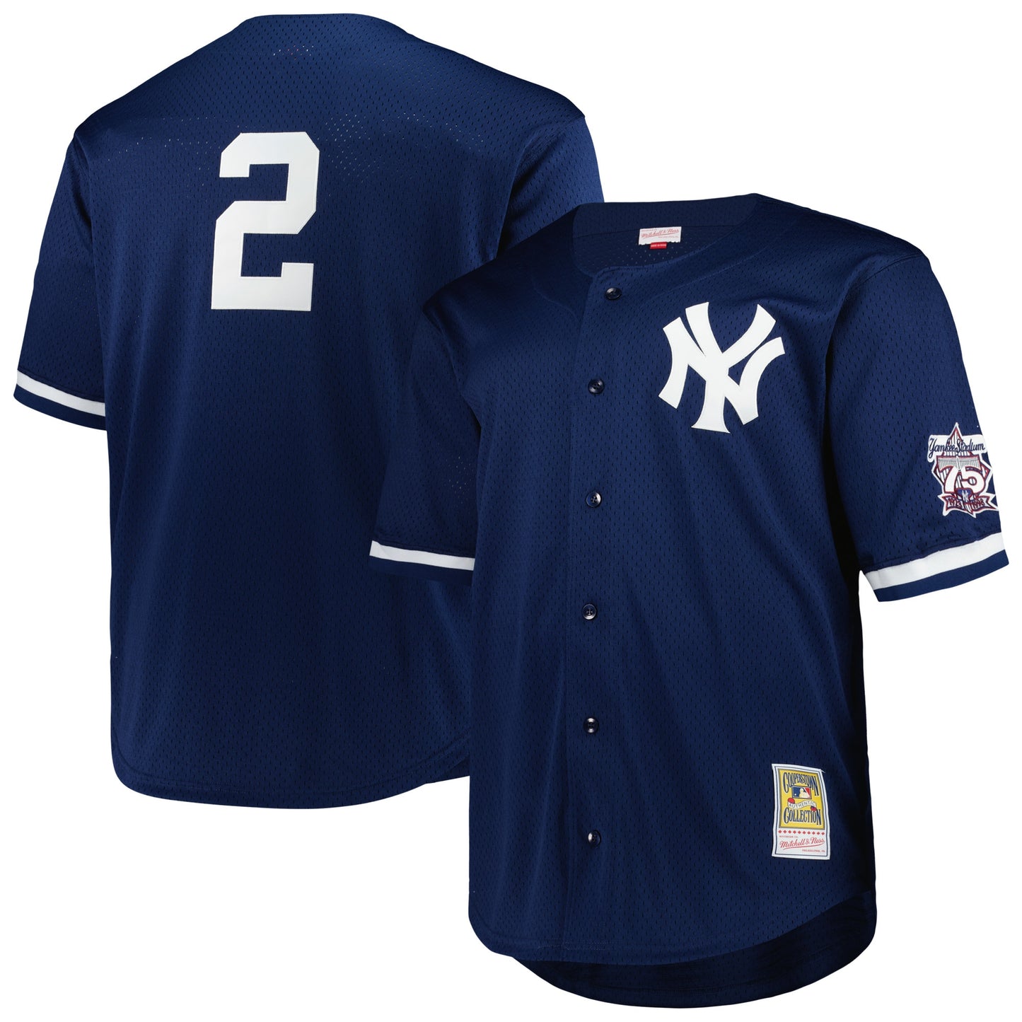 Derek Jeter New York Yankees Mitchell &amp;amp; Ness Big &amp;amp; Tall Cooperstown Mesh Batting Practice Jersey - Navy