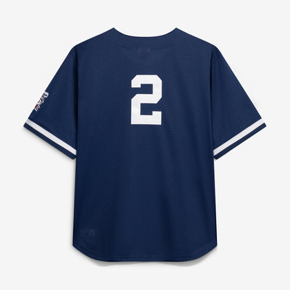 Derek Jeter New York Yankees Mitchell &amp;amp; Ness Cooperstown Collection Mesh Batting Practice Button-Up Jersey - Navy