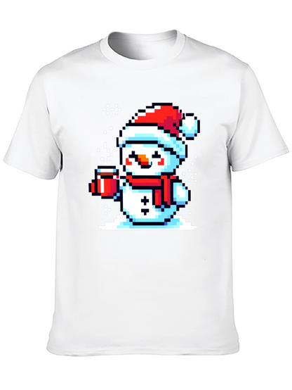 Pixel Snowman T-Shirt - Festive Holiday Style