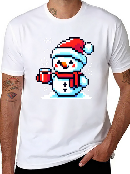 Pixel Snowman T-Shirt - Festive Holiday Style